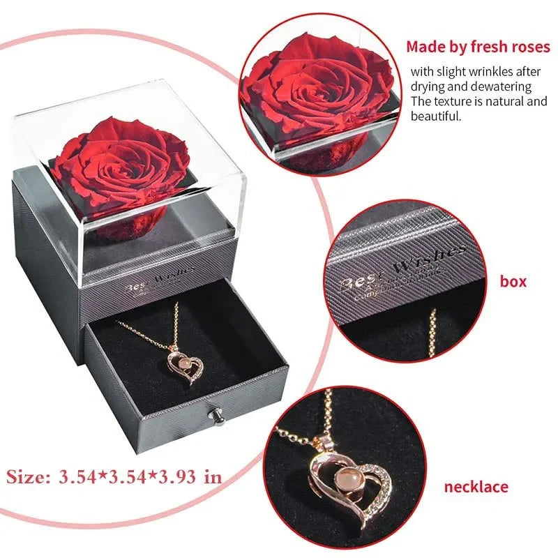 CAJA ROSA ETERNA CON COLLAR🌹